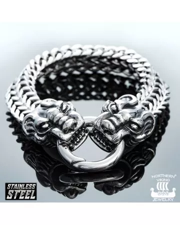 Northern Viking Jewelry Dragon Head -rannekoru NVJRA004