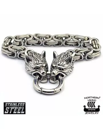 Northern Viking Jewelry Byzantine Wolf Head Rannekoru 22 cm NVJRA015