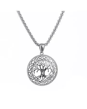 Northern Viking Jewelry Shiny Steel Tree Of Life Necklace 55 cm NVJRS022