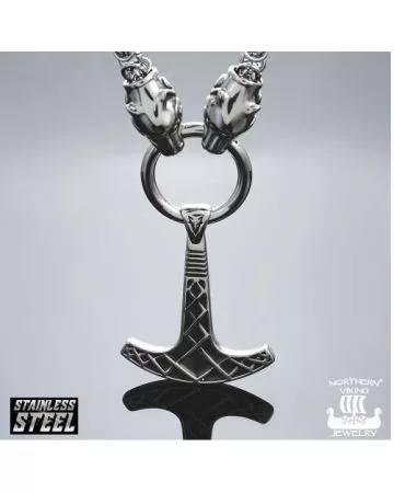 Northern Viking Jewelry Kuningasketju Sudenpäillä + Ukonvasara kaulakoru NVJRS057