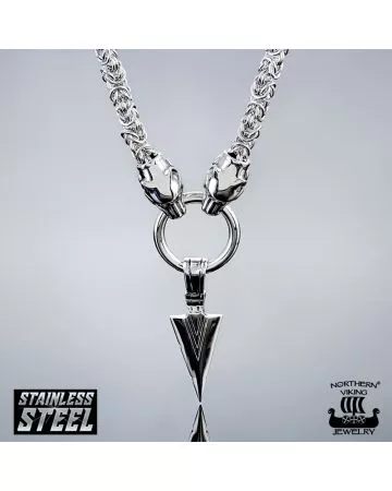 Northern Viking Jewelry Viking Spear + Kuningasketju Sudenpäillä kaulakoru 70 cm NVJRS060