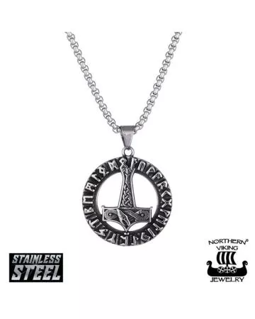 Northern Viking Jewelry Huutava Lohikäärme Thorin Vasara kaulakoru 60 cm NVJRS108