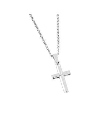 Hopeinen ristikaulakoru 17 x 11,5 mm, 42+3 cm OTN-230620 42+3