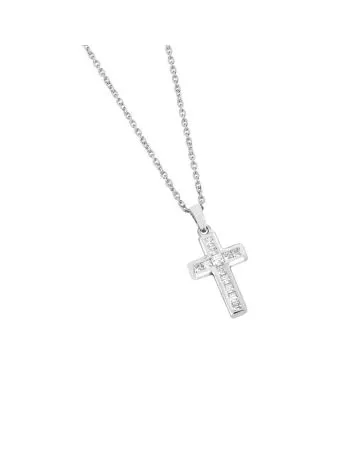 Hopeinen ristikaulakoru 19 x 12,5 mm 42+3 cm OTN-230626 42+3