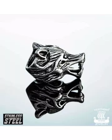 Northern Viking Jewelry Wolf Head -partakoru NVJHE009