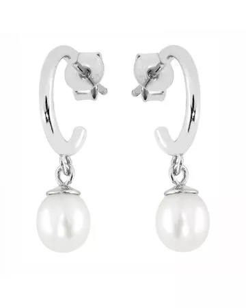 Hopeiset korvakorut, helmi PEDS0889