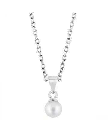 Hopeinen kaulakoru, kastehelmi PEND W/PEARL 5MM 36+2CM