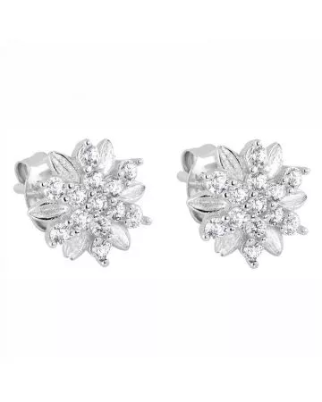 Hopeiset korvakorut, kukka PESS1033-1