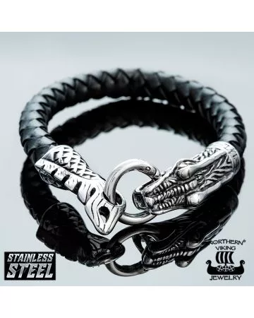 Northern Viking Jewelry Dragon Head -rannekoru NVJRA002