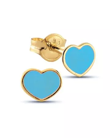 Kultaiset korvakorut, vaaleansininen emali RE-14668aqua