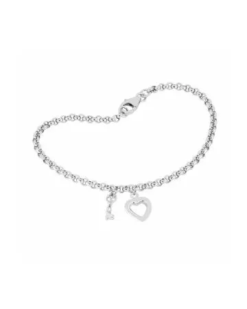 Hopeinen rannekoru, avain ja sydän SPB05095-00