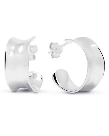 Silver Hoop Earrings, Wide WE-42005