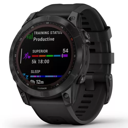 Garmin Fenix 7 Sapphire Solar Musta DLC-titaani ja musta hihna 010-02540-35-5