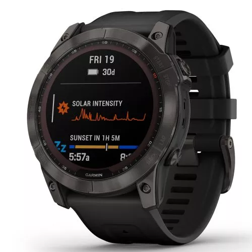 Garmin Fenix 7X Sapphire Solar, Hiilenharmaa DLC-titaani ja musta hihna 010-02541-11-5