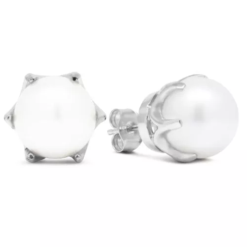 Valkokultaiset helmikorvakorut 10 mm 10310Wvalk-1