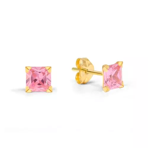 Kultaiset korvakorut, vaaleanpunainen kivi 134751pink-1