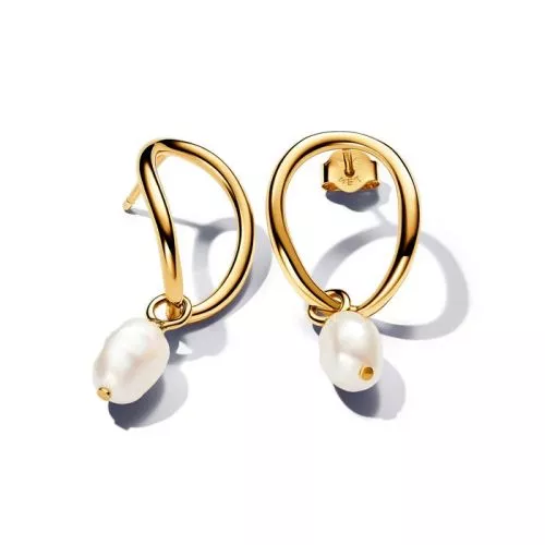 Pandora Organically Shaped Circle & Baroque Treated Freshwater Cultured Pearl korvakorut 263281C01-1