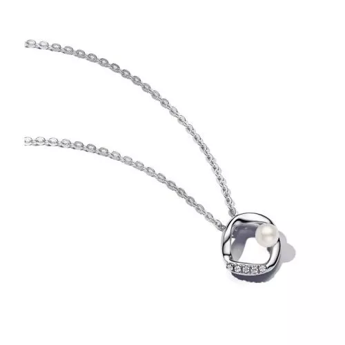 Pandora Organically Shaped Pavé Circle & Treated Freshwater Cultured Pearl Collier kaulakoru 393303C01-45-1