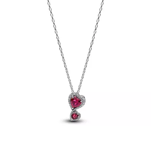 Pandora Red Halo Hearts Pendant Halskette 393658C01-60-1