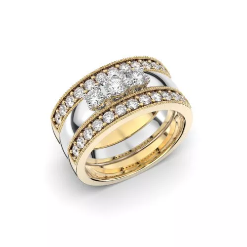 Festive Ariel Set 3 timanttisormusta, kelta- ja valkokulta 402-428-073-KV