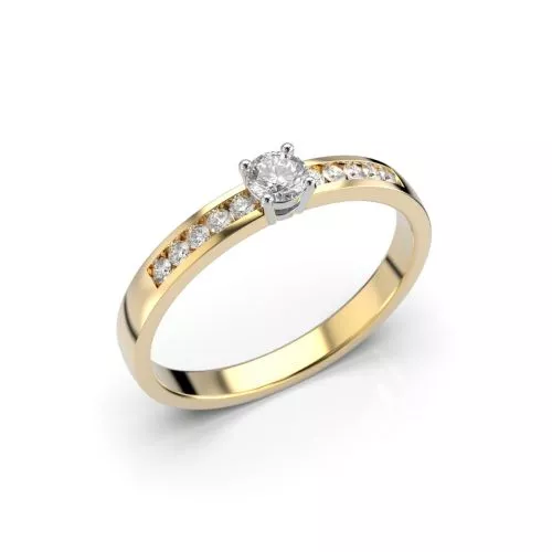 Festive Venice Solitaire timanttisormus, kelta- ja valkokulta 403-022-KV