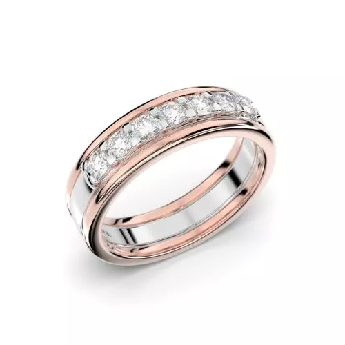 Festive Sophia Triple timanttisormus, puna- ja valkokulta 461-035-PV