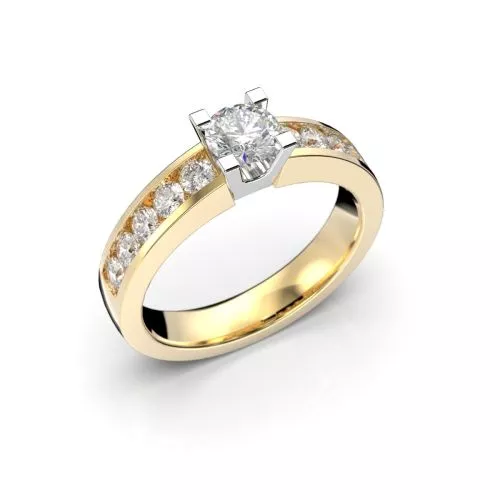 Festive Wanajatar Round timanttisormus, kelta- ja valkokulta 508-090-KV