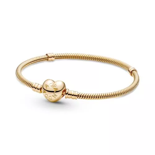 Pandora Moments Heart Clasp Snake Chain Armband 14K 18 cm 559522C00-1