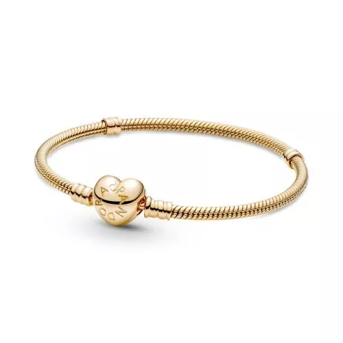 Pandora Moments Heart Clasp Snake Chain Bracelet / 14K 559522C00