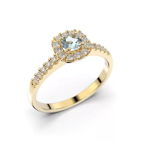 Festive Janette Akvamariini timanttisormus, keltakulta 566-040A-KK