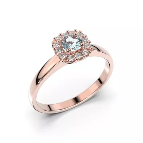 Festive Janette Akvamariini timanttisormus, punakulta 567-030A-PK