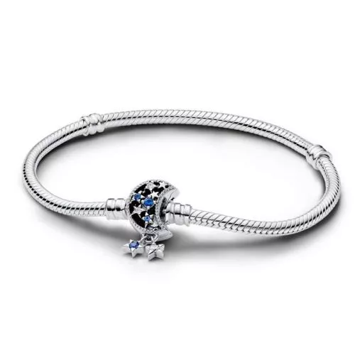 Pandora Moments Sparkling Moon Clasp Snake Chain Armband 17 cm 592819C01-1