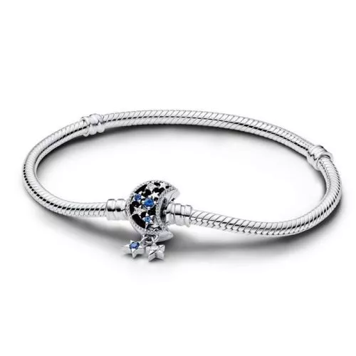 Pandora Moments Sparkling Moon Clasp Snake Chain Armband 19 cm 592819C01-1