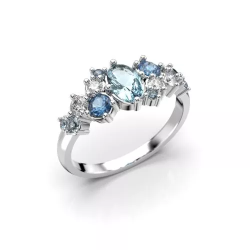 Festive Natasha Blue timanttisormus, platina 610-100B-PT