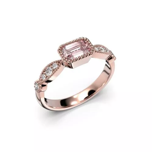 Festive Rosette Morganiitti timanttisormus, punakulta 653-066-PK