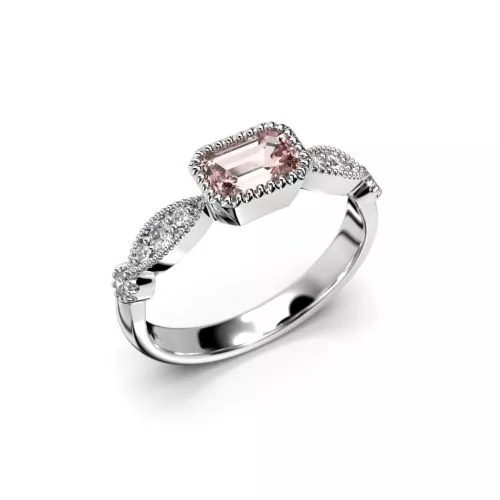 Festive Rosette Petite Morganiitti timanttisormus, platina 653-066-PT