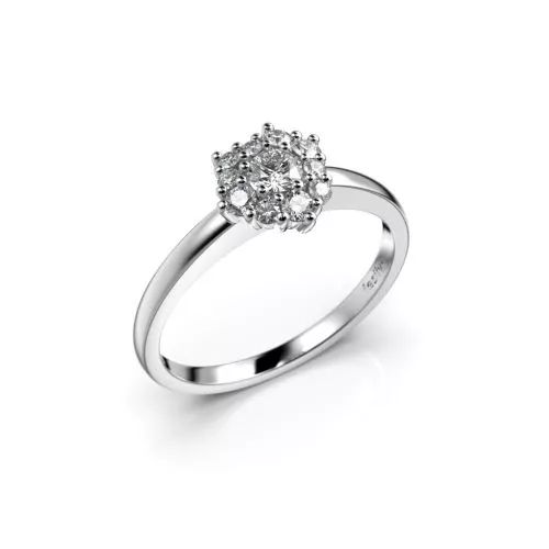 Festive Nadja Halo timanttisormus, platina 690-028-PT