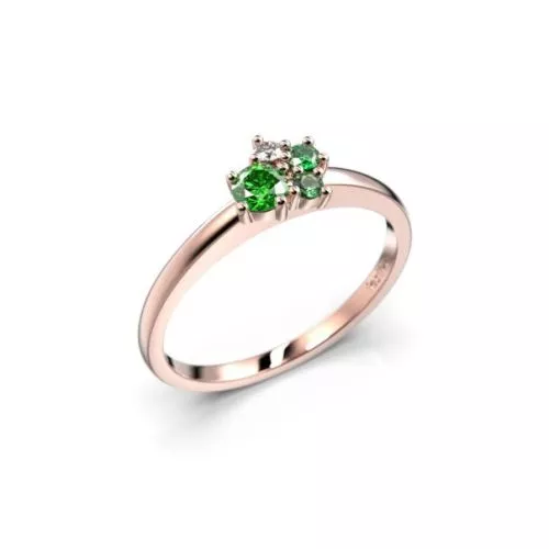 Festive Nadja Bloom Green timanttisormus, punakulta 691-017G-PK