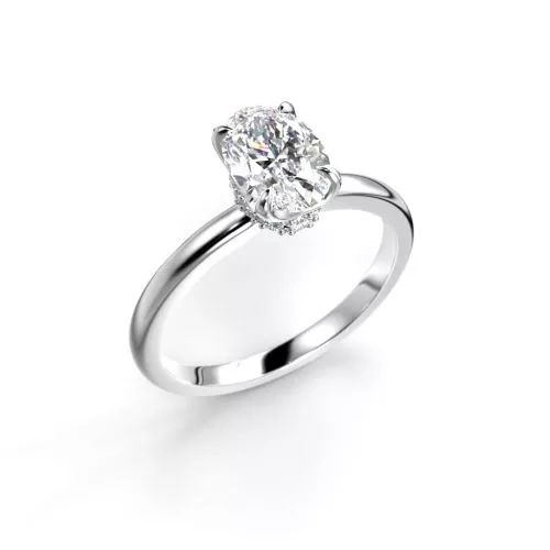 Festive Heidi Hidden Halo Oval timanttisormus, platina 711-110-PT