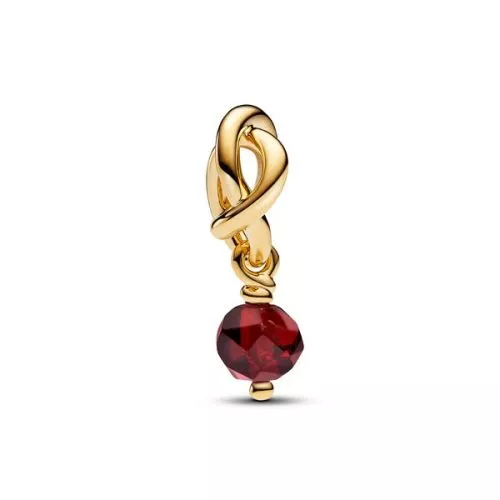 Pandora Faceted Red Eternity Circle Dangle Charme 763462C01 / Januar-1