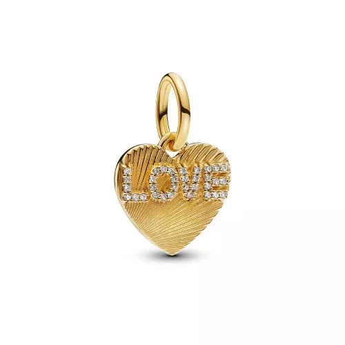 Pandora Engravable Love Heart Gold-Plated Dangle Charme 763604C01-1