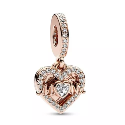 Pandora Rose Heart & Mum Dangle Charme 789402C01-1