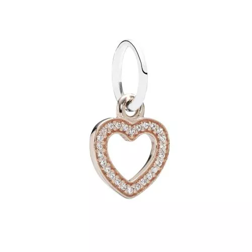 Pandora Rose Gold Dangle Heart 14K Charme 791357CZ-1