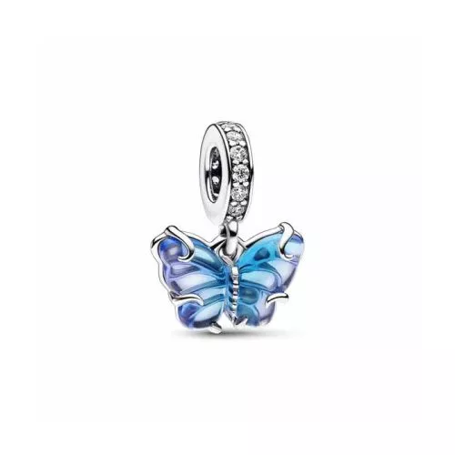 Pandora Blue Murano Glass Butterfly Dangle Charm 792698C01-1