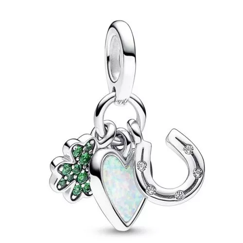 Pandora Four-leaf Clover, Heart & Horseshoe Charme 792755C01-1