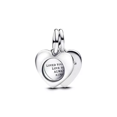Pandora Engravable Heart Magnifying Glass Double Dangle Charme 793671C00-1
