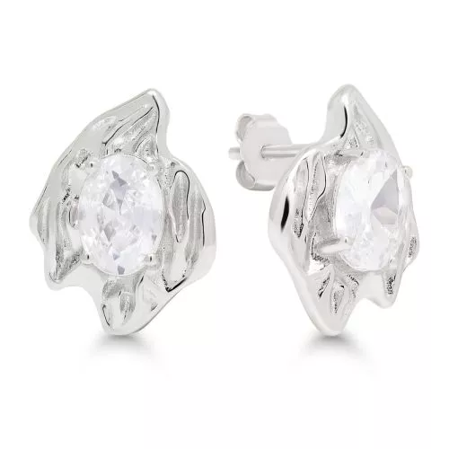Silverörhängen med Stor Zirkon E-15239Z