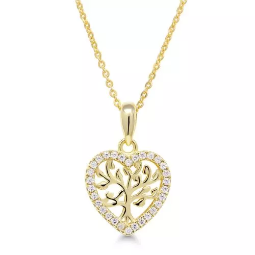 Hopeinen kaulakoru / kullattu elämänpuu BOL-N1903ZGP/40-45CM