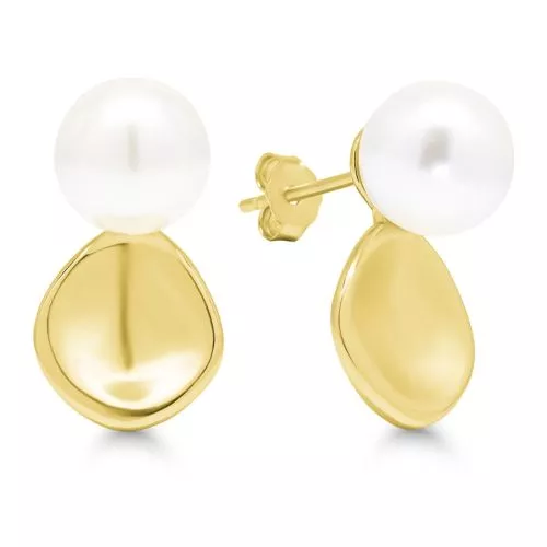 Gold-plated Silver Earrings, Mother-of-pearl Bead E-3531PG