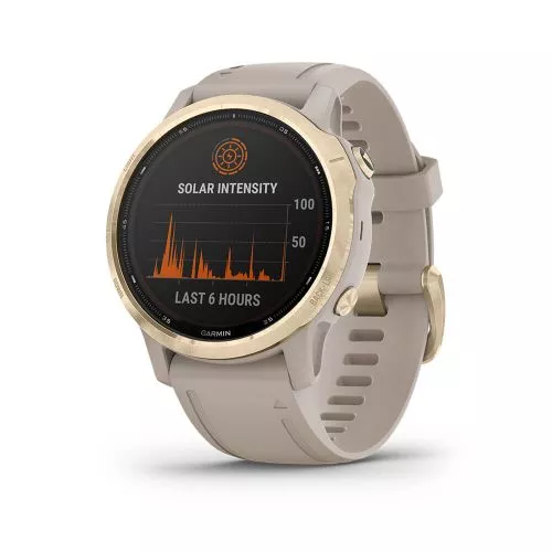Garmin Fenix 6S Pro Solar Ljust guld med ljust sandfärgat 010-02409-11-1